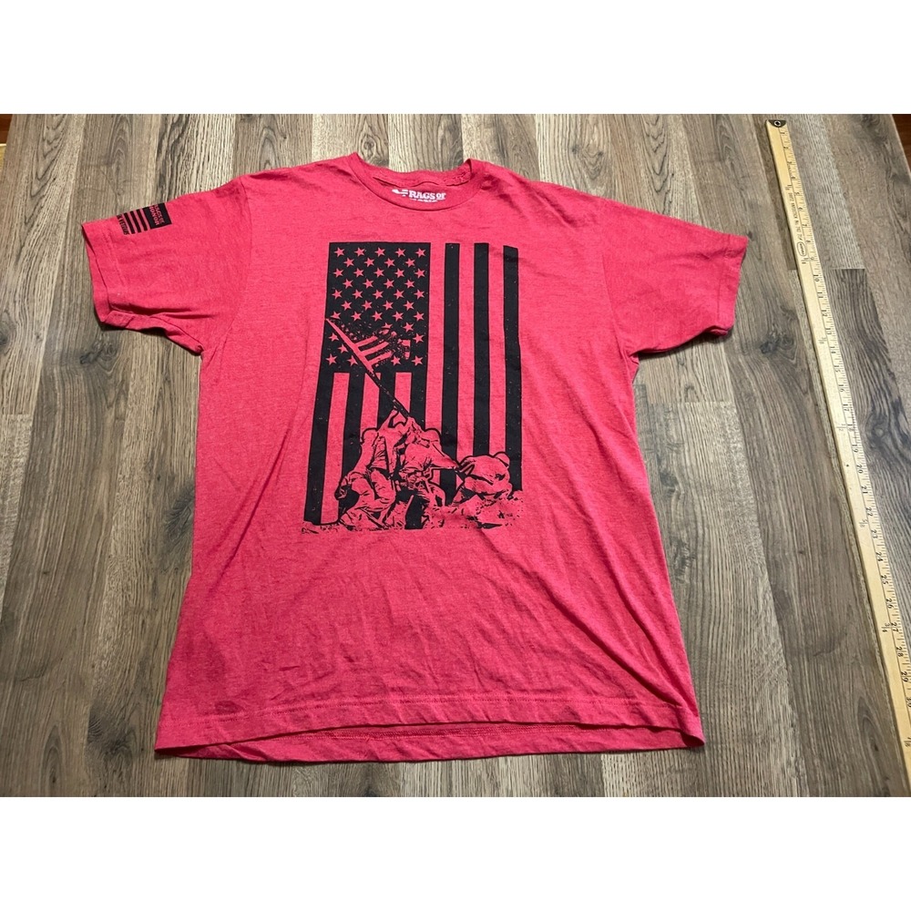 Rags of Honor Shirt, Men's Size Large, Red, American Flags Soldiers